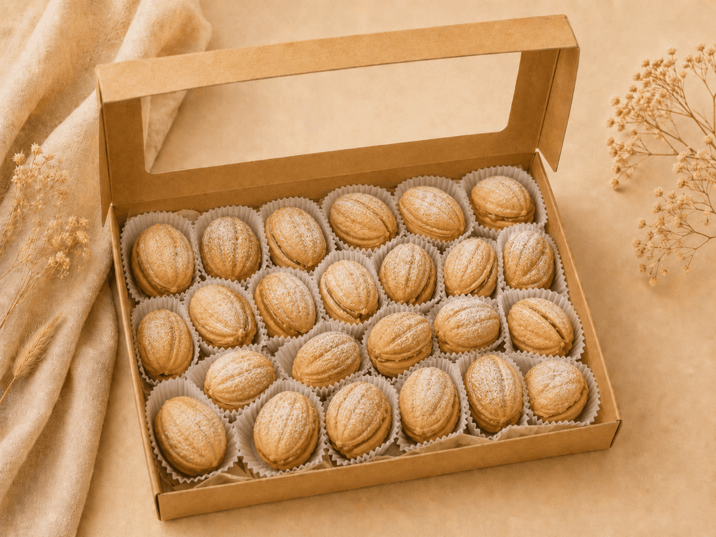 Format 24 pièces d’oreshki faits maison au caramel
