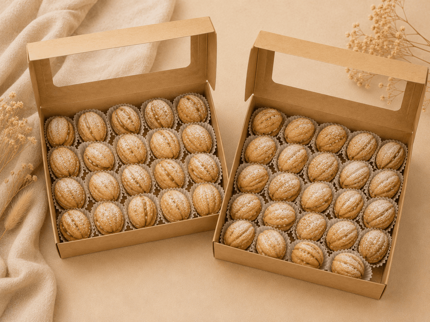 Grand format 48 pièces d’oreshki faits maison au caramel